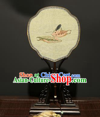 Chinese Ancient Princess Hanfu Palace Fan Traditional Weaving Leaf Pure Silk Round Fans for Women