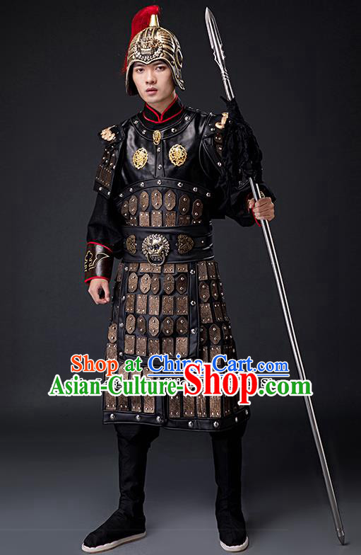 Chinese Ancient Drama Tang Dynasty General Helmet and Body Armour for Men