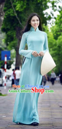 Vietnam Traditional Female Costume Vietnamese Bride Green Ao Dai Qipao Dress Cheongsam for Women
