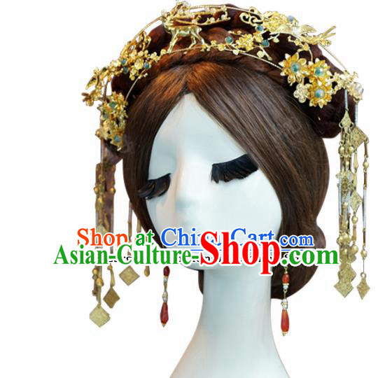Chinese Ancient Bride Hair Accessories Wedding Headdress Hairpins Complete Set for Women