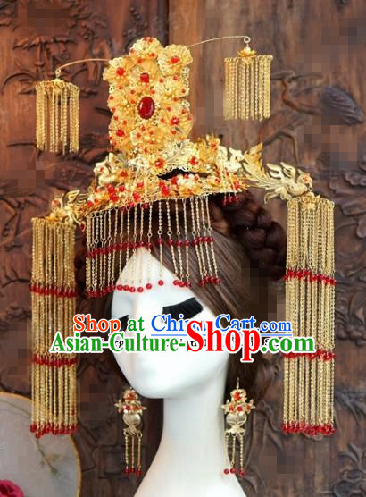 Chinese Ancient Empress Phoenix Coronet Palace Tassel Hairpins for Women