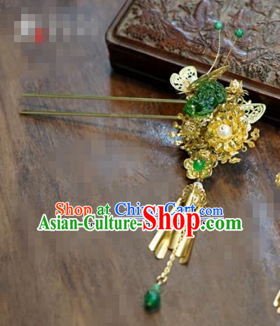 Chinese Ancient Bride Hair Accessories Wedding Tassel Butterfly Hairpins for Women