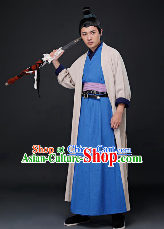 Chinese Ancient Ming Dynasty Swordsman Costumes Drama Knight Hanfu Clothing for Men