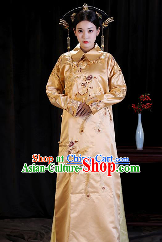 Chinese Ancient Drama Queen Clothing Qing Dynasty Manchu Empress Embroidered Costumes for Women