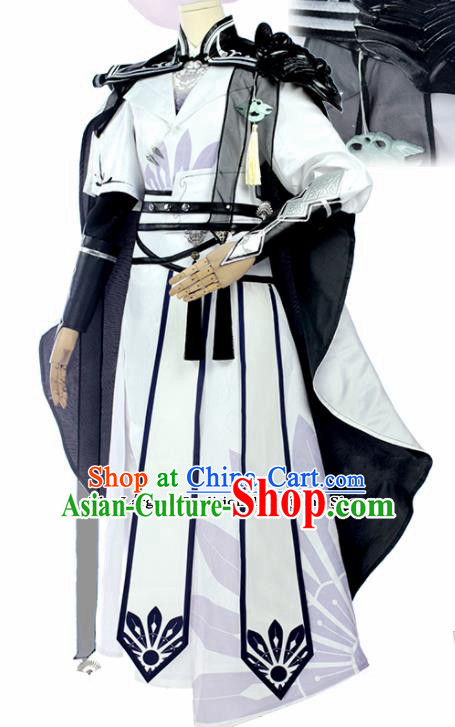 Chinese Traditional Cosplay Knight White Costumes Ancient Swordsman Clothing for Men