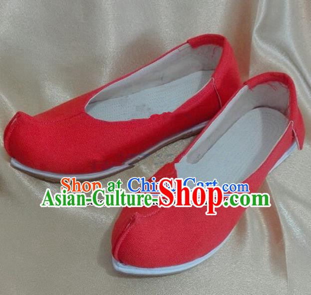 Chinese Traditional Hanfu Shoes Ancient Princess Red Satin Shoes Handmade Shoes for Women