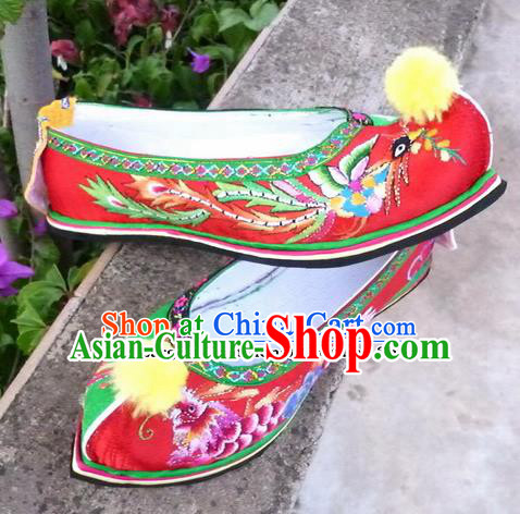 Chinese Traditional Hanfu Shoes Ancient Princess Red Embroidered Shoes Handmade Shoes for Women