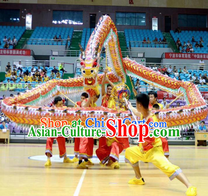 World Dragon Dance Competition Yellow Dragon Head Dragon Dance Costumes Complete Set for Adult