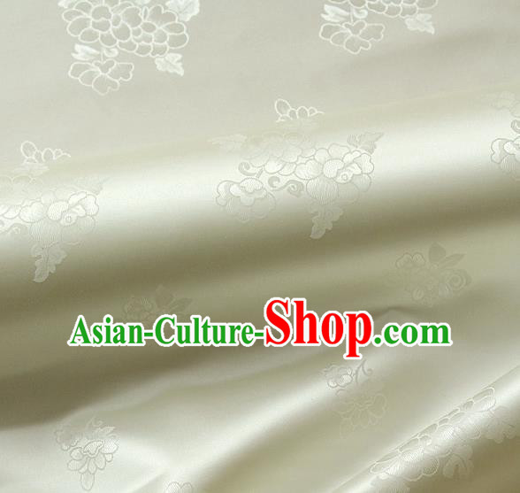 Traditional Asian Cloth Drapery Brocade Korean Hanbok Palace Beige Satin Silk Fabric