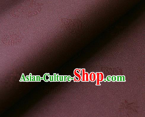 Traditional Asian Classical Pattern Cloth Drapery Purplish Red Brocade Korean Hanbok Palace Satin Silk Fabric