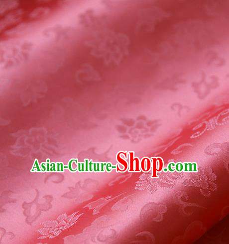 Traditional Asian Classical Pattern Rosy Brocade Cloth Drapery Korean Hanbok Palace Satin Silk Fabric