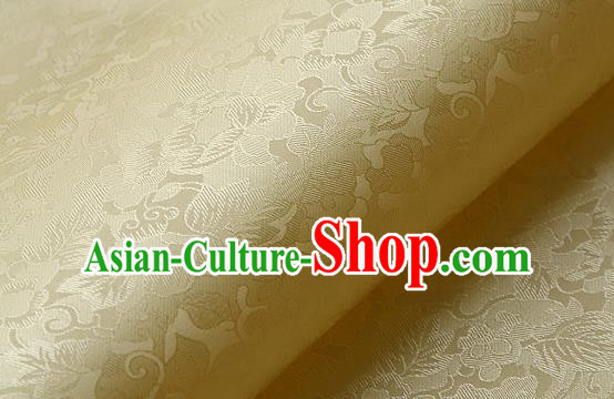 Traditional Asian Classical Pattern Golden Brocade Cloth Drapery Korean Hanbok Palace Satin Silk Fabric