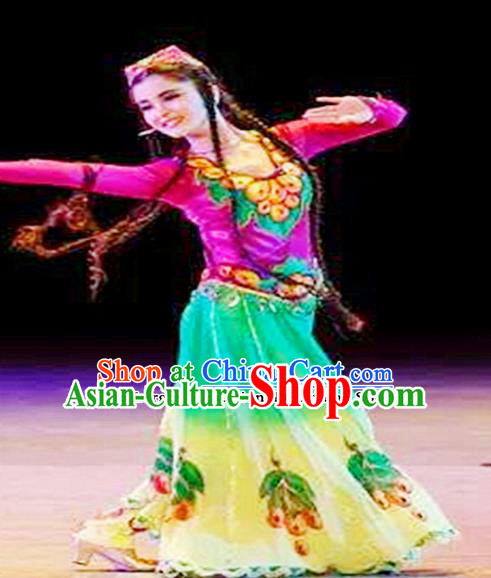 Chinese Ethnic Minority Folk Dance Embroidered Dress Traditional Uyghur Nationality Costumes for Women