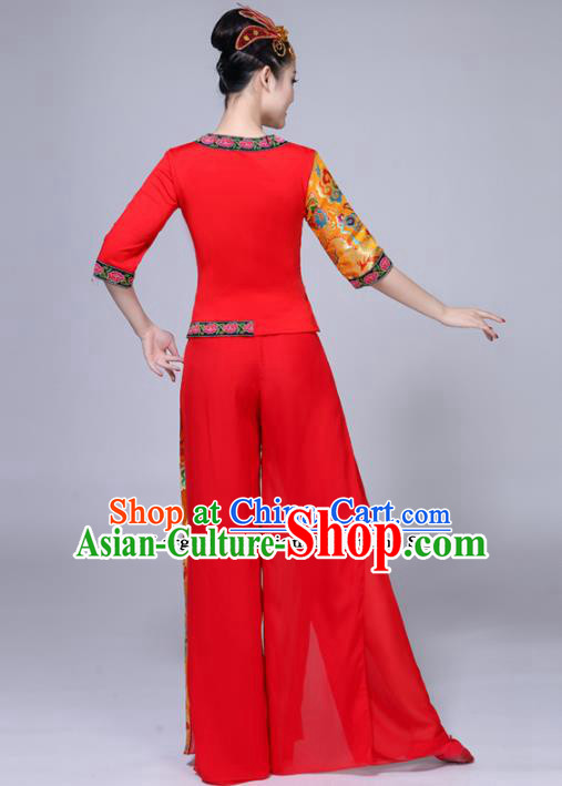 Chinese Traditional Folk Dance Red Costumes Classical Dance Yanko Dance Clothing for Women