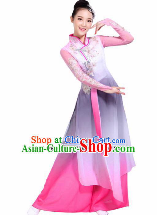 Chinese Traditional Folk Dance Costumes Classical Dance Pink Dress for Women