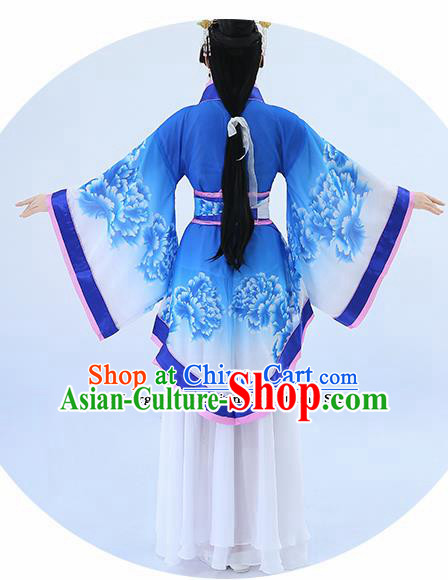 Traditional Chinese Han Dynasty Palace Musician Blue Hanfu Dress Ancient Drama Princess Costumes for Women
