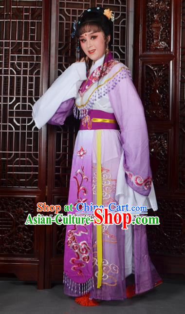 Traditional Chinese Beijing Opera Diva Costumes Ancient Imperial Consort Embroidered Purple Dress for Adults