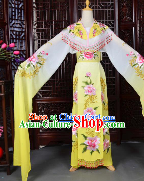 Traditional Chinese Peking Opera Palace Lady Costumes Ancient Imperial Consort Yellow Dress for Adults