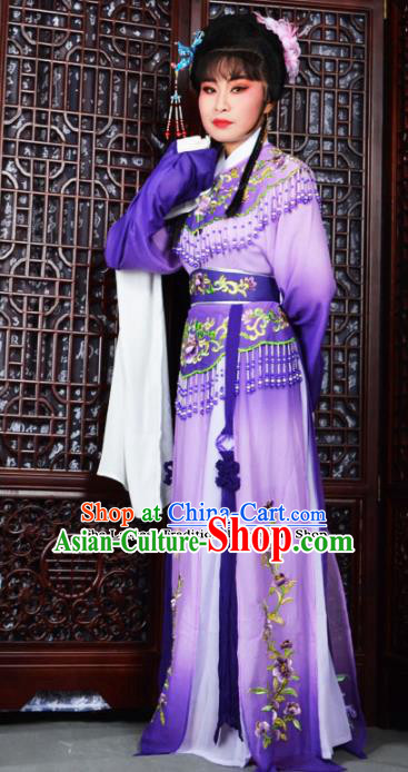 Traditional Chinese Peking Opera Palace Princess Costumes Ancient Peri Purple Dress for Adults