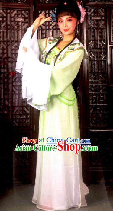 Traditional Chinese Peking Opera Princess Embroidered Costumes Ancient Peri Green Dress for Adults