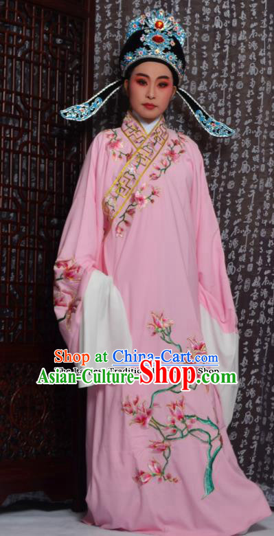 Professional Chinese Peking Opera Niche Costumes Embroidered Magnolia Pink Robe for Adults
