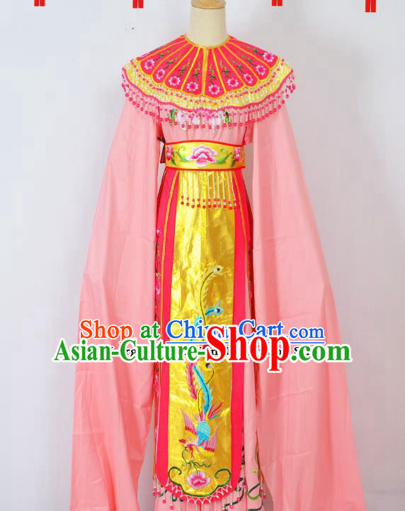 Chinese Ancient Palace Princess Embroidered Pink Dress Traditional Peking Opera Actress Costumes for Adults