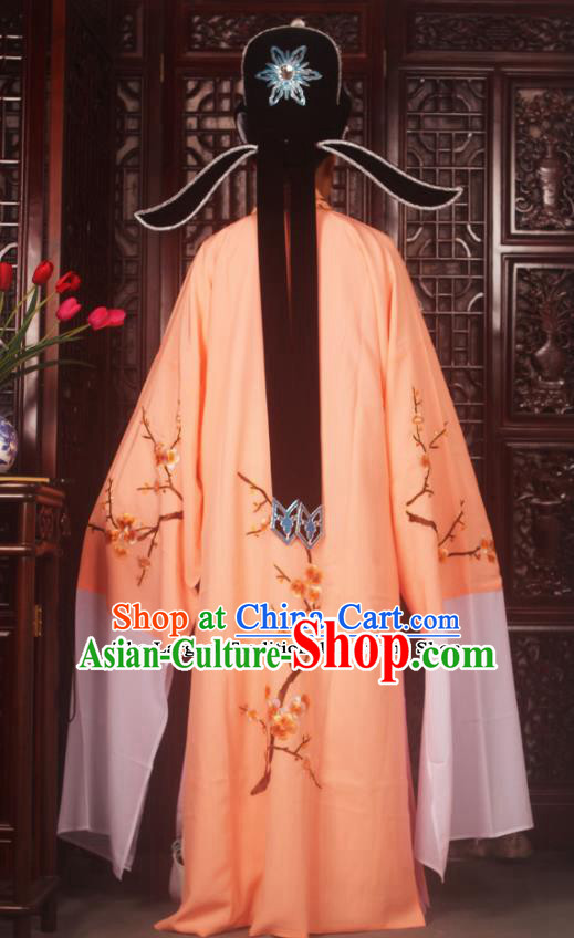 Top Grade Chinese Beijing Opera Costumes Peking Opera Niche Embroidered Orange Robe for Adults