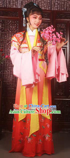Traditional Chinese Peking Opera Peri Princess Costumes Ancient Palace Lady Embroidered Red Dress for Adults