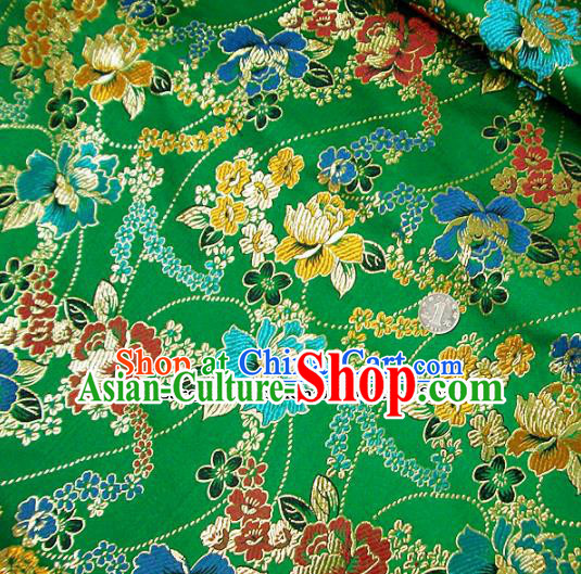 Traditional Chinese Green Brocade Tang Suit Royal Peony Pattern Fabric Silk Fabric Asian Material