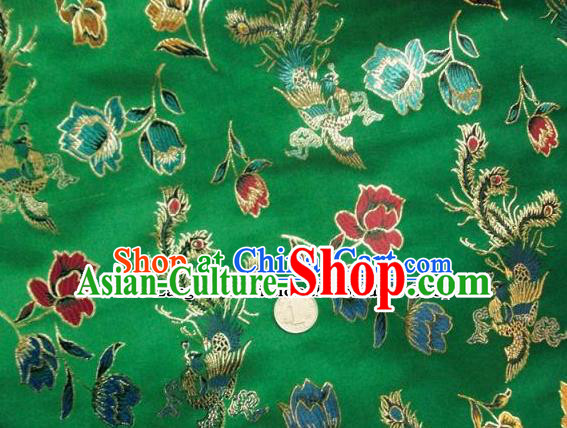 Traditional Chinese Royal Phoenix Peony Pattern Green Brocade Tang Suit Fabric Silk Fabric Asian Material