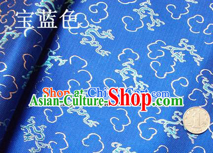 Traditional Chinese Royal Dragons Pattern Royalblue Brocade Tang Suit Fabric Silk Fabric Asian Material