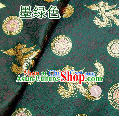 Traditional Chinese Green Brocade Tang Suit Royal Phoenix Pattern Fabric Silk Fabric Asian Material