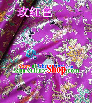 Traditional Chinese Rosy Brocade Tang Suit Palace Fabric Silk Fabric Asian Material