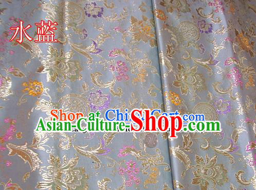 Traditional Chinese Light Blue Brocade Tang Suit Palace Fabric Silk Fabric Asian Material