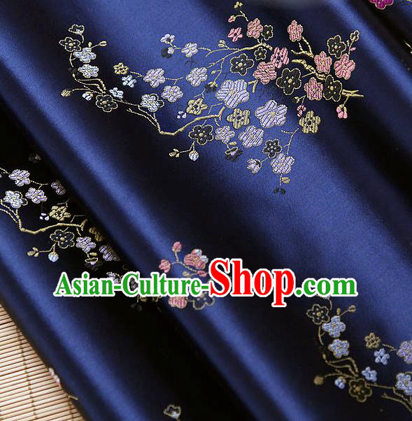 Traditional Asian Classical Pattern Royalblue Brocade Cloth Drapery Korean Hanbok Palace Satin Silk Fabric