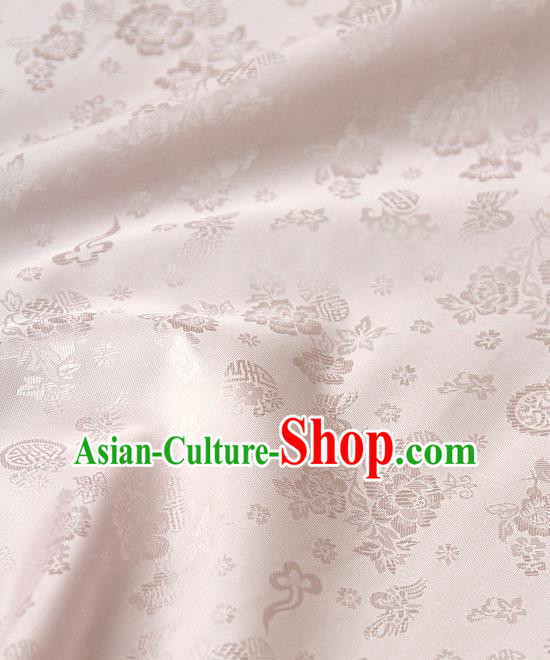 Asian Traditional Classical Peony Pattern Pink Brocade Cloth Drapery Korean Hanbok Palace Satin Silk Fabric