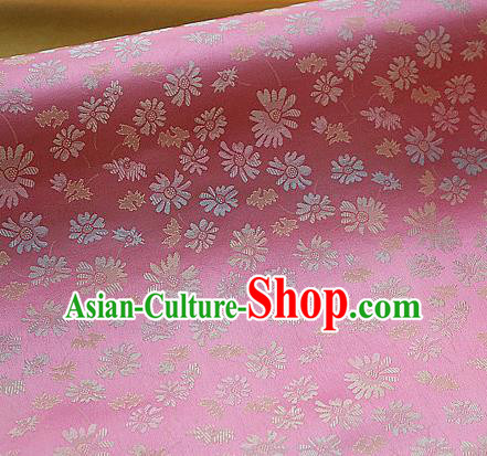 Asian Traditional Classical Pattern Pink Brocade Cloth Drapery Korean Hanbok Palace Satin Silk Fabric