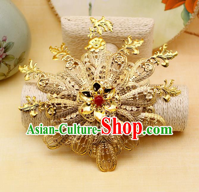 Chinese Traditional Hair Accessories Ancient Princess Golden Hairpins for Women
