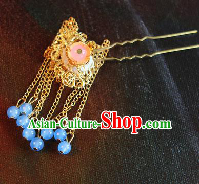 Chinese Traditional Hair Accessories Hair Clip Ancient Princess Golden Tassel Hairpins for Women