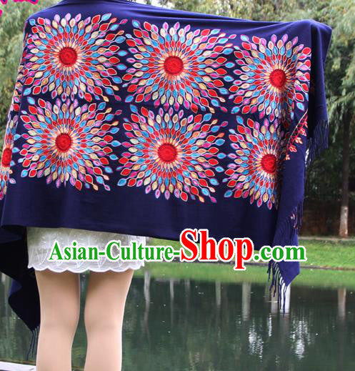 Chinese Traditional Scarf Yunnan National Purple Wool Cloak for Women
