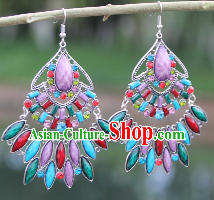 Chinese Traditional Ethnic Colorful Earrings Yunnan National Ear Accessories for Women