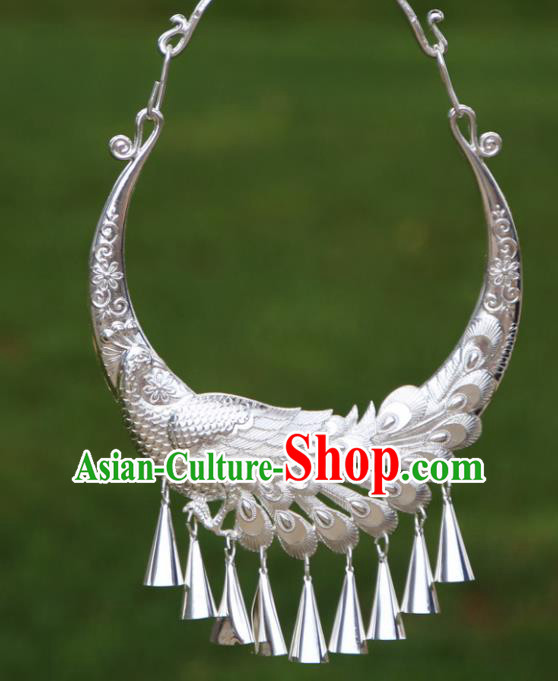 Chinese Traditional Minority Carving Phoenix Necklace Ethnic Folk Dance Accessories for Women