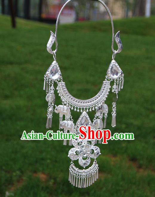 Chinese Traditional National Ethnic Flowers Tassel Crystal Necklace Jewelry Accessories for Women