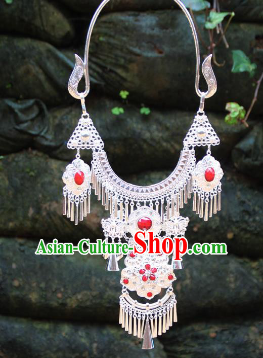 Chinese Ethnic Tassel Red Necklace Traditional National Jewelry Accessories for Women