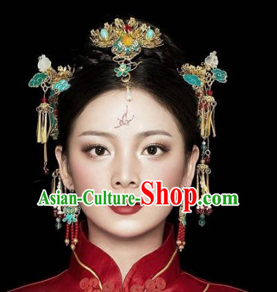Chinese Handmade Classical Hairpins Cloisonne Hair Accessories Complete Set Ancient Bride Headwear for Women