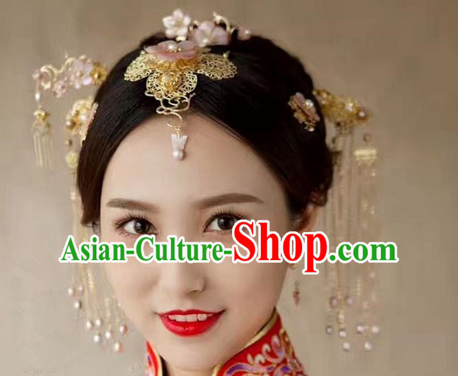 Chinese Handmade Classical Xiuhe Hair Accessories Hair Clip Ancient Bride Hairpins for Women
