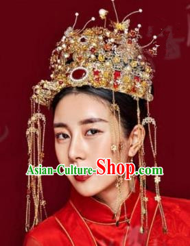 Chinese Handmade Classical Hair Accessories Ancient Tassel Phoenix Coronet Hairpins for Women