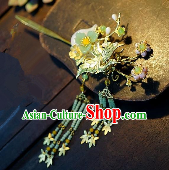 Chinese Handmade Classical Hairpins Tassel Golden Step Shake Hair Accessories Ancient Bride Headwear for Women
