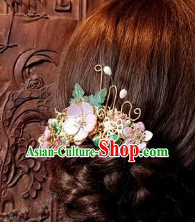 Chinese Handmade Classical Hair Accessories Ancient Pink Flowers Hairpins for Women