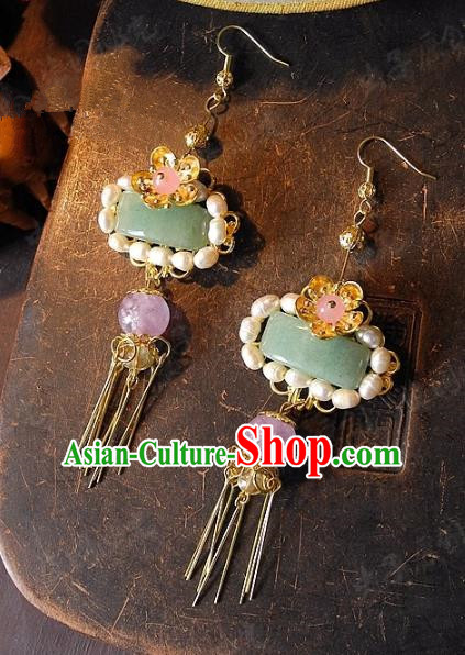 Asian Chinese Traditional Handmade Jewelry Accessories Pearls Tassel Earrings for Women